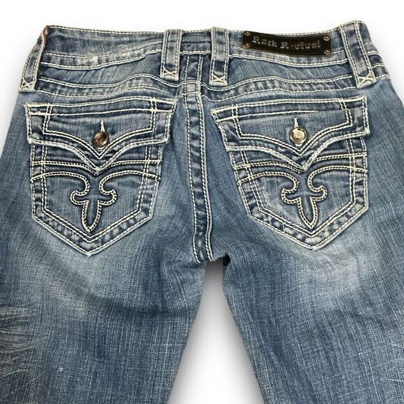 Rock Revival Distressed Celine Boot Medium Wash Jeans - Picture 4 of 12